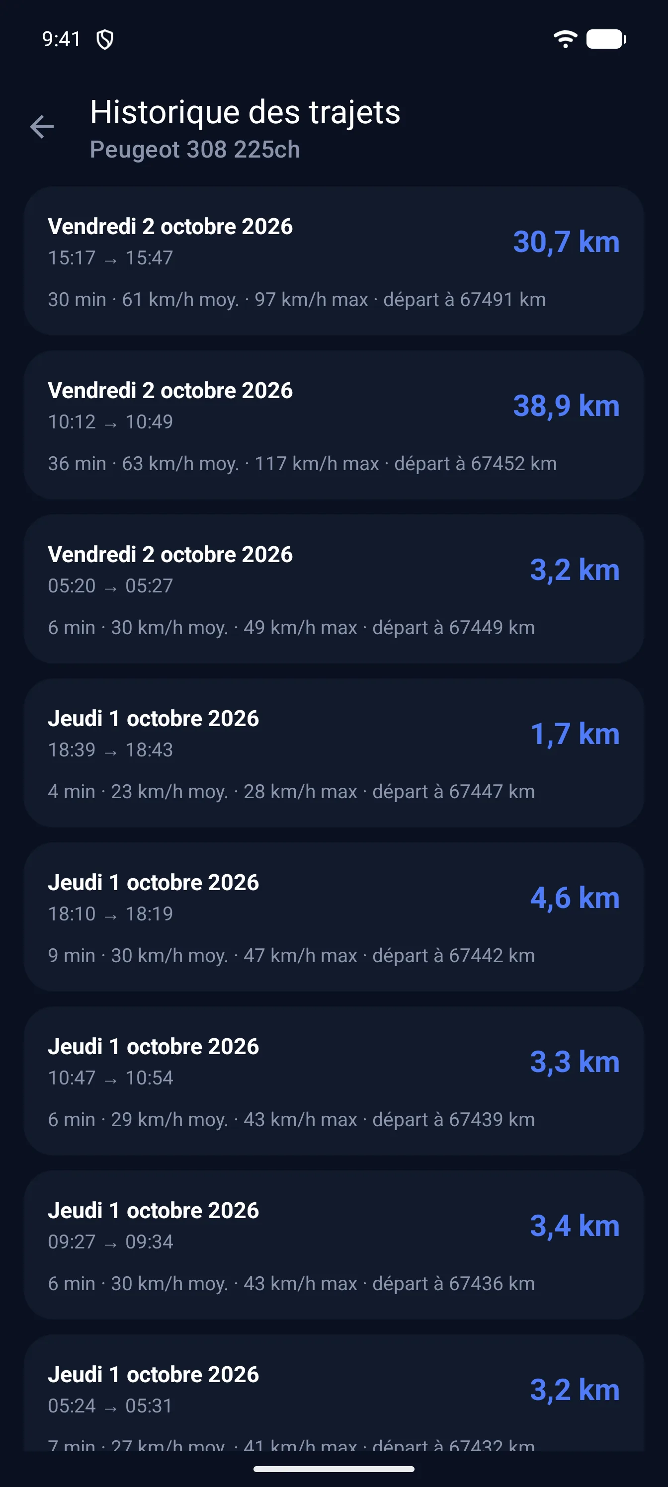 Écran Trajets de Cockpit